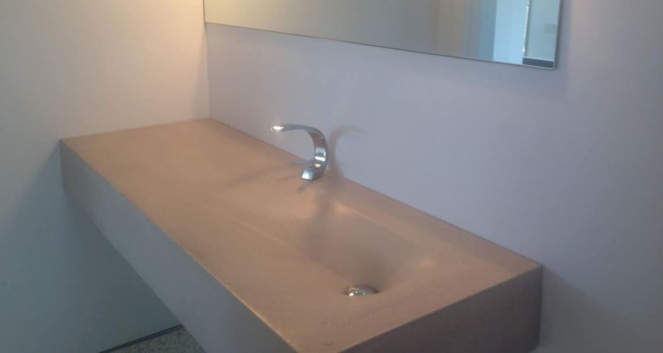 Angle View of a Fabric Formed Concrete SInk