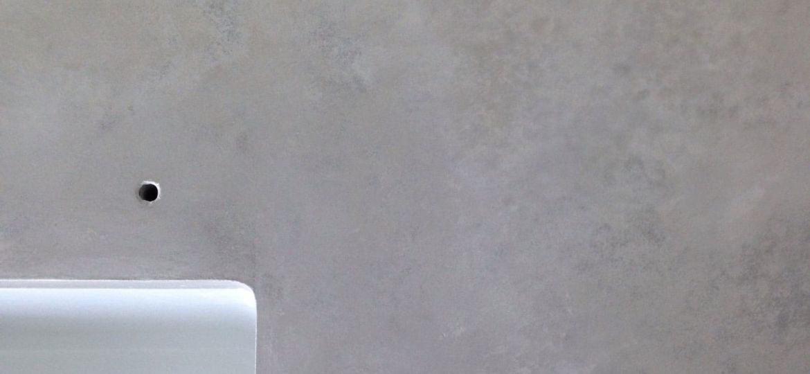 Detail shot of a trowel finish concrete countertop
