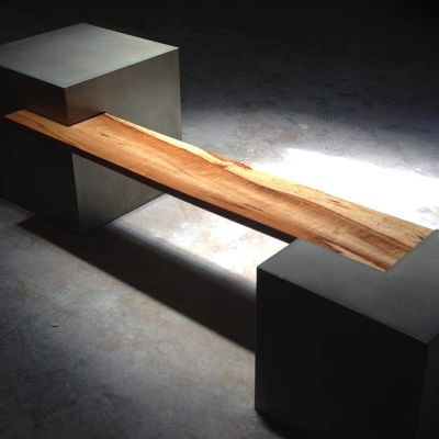 Concrete and Wood Bench