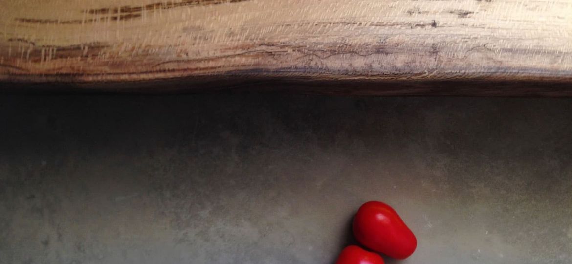 Tomatoes and Live-edge Sycamore on Concrete Countertops