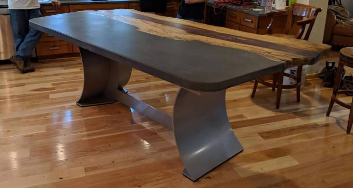 concrete wood desk