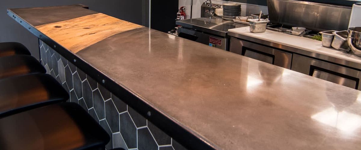 Restaurant Concrete Countertop with Wood