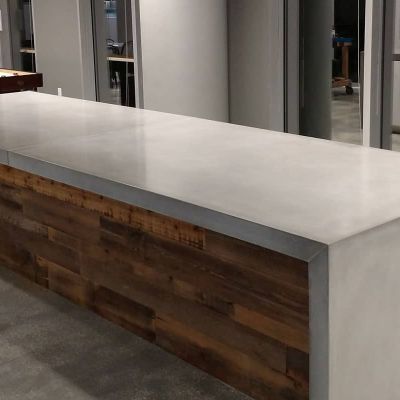 12 foot long Concrete Countertop With Waterfall Legs